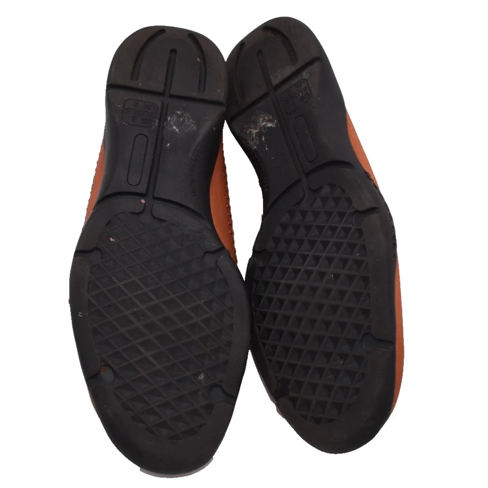 NATURALIZER Driving Loafer Shoes -- Orange Leather Flats 198P42 -- Womens 8